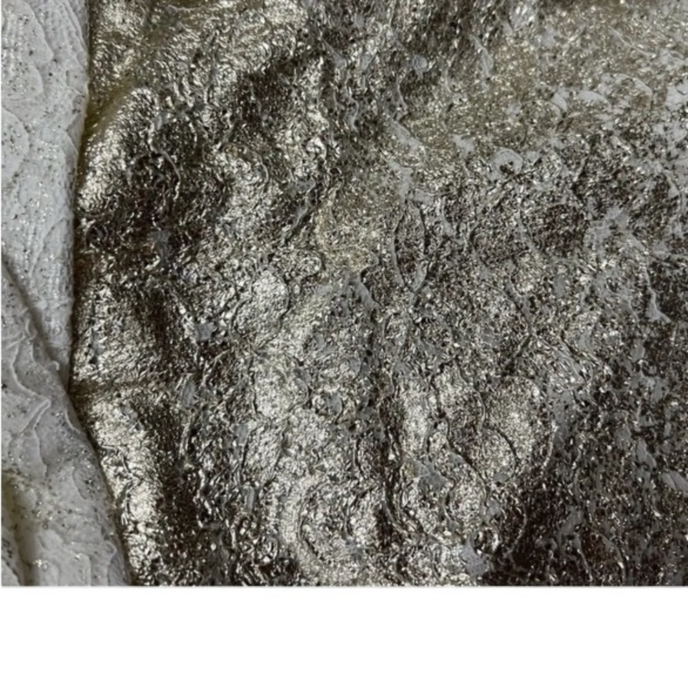 Badgley Mischka Off Shoulder metallic lace gown size 8 - Picture 4 of 14